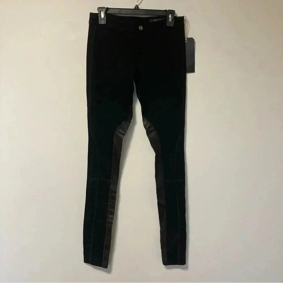 NWT rag & bone leather  insert black jeggings pants - Picture 1 of 9